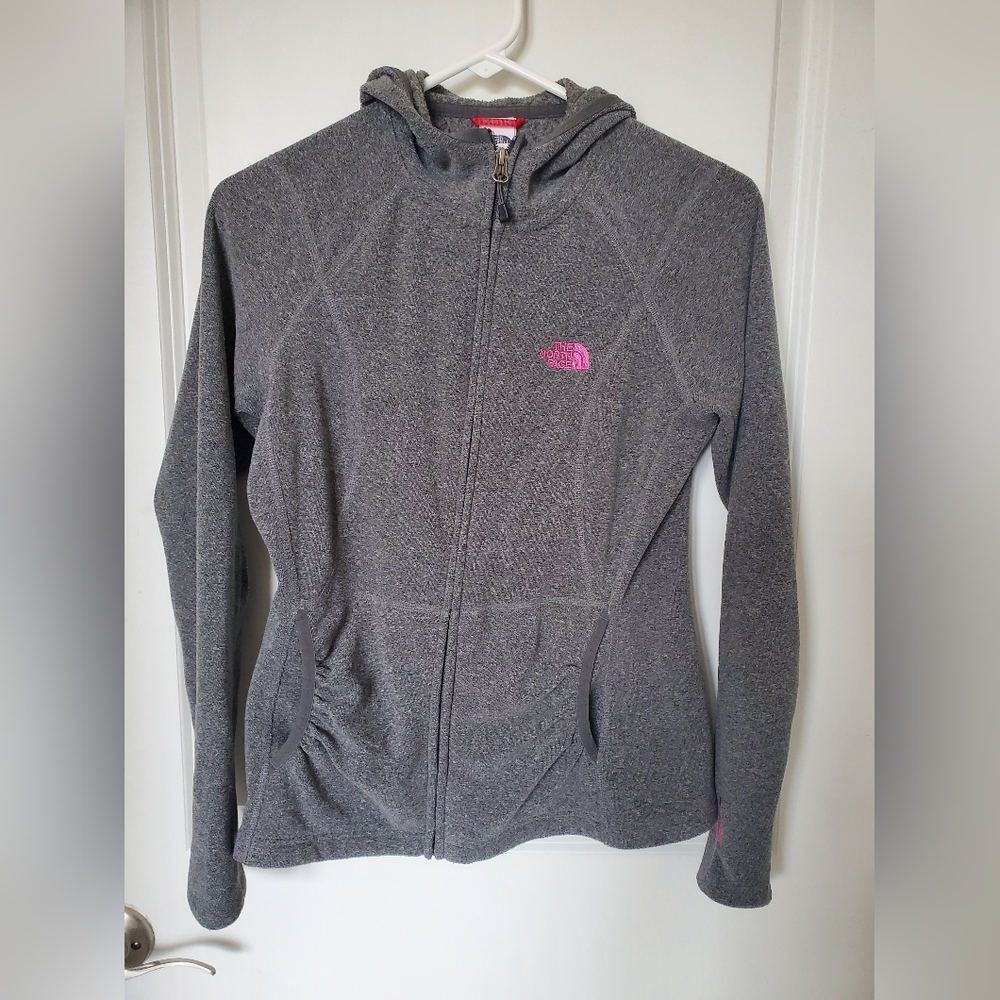 The North Face women's grey hooded full zip jacket size small